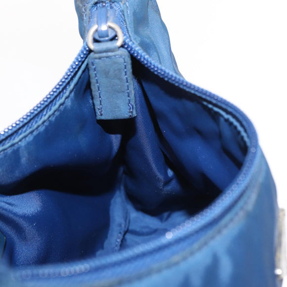 PRADA Hand Bag Nylon Blue Silver Auth 161409