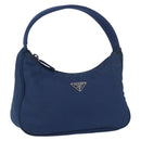 PRADA Hand Bag Nylon Blue Silver Auth 161409-1
