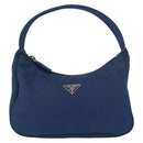PRADA Hand Bag Nylon Blue Silver Auth 161409-13
