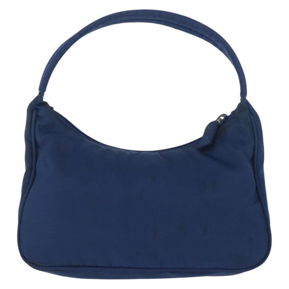 PRADA Hand Bag Nylon Blue Silver Auth 161409