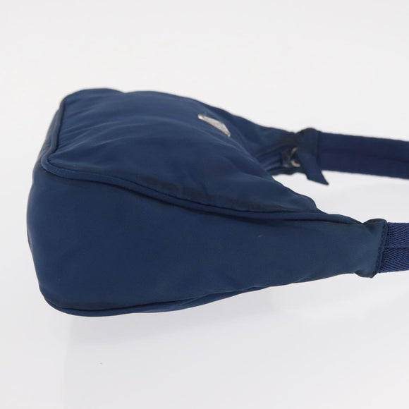 PRADA Hand Bag Nylon Blue Silver Auth 161409