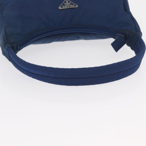 PRADA Hand Bag Nylon Blue Silver Auth 161409