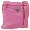 PRADA Umhängetasche Nylon Rosa Silber Auth 161410-1