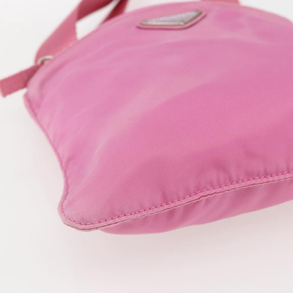 PRADA Umhängetasche Nylon Rosa Silber Auth 161410