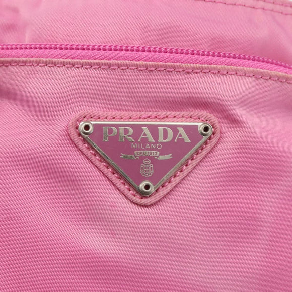 PRADA Umhängetasche Nylon Rosa Silber Auth 161410