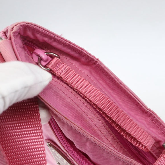 PRADA Umhängetasche Nylon Rosa Silber Auth 161410