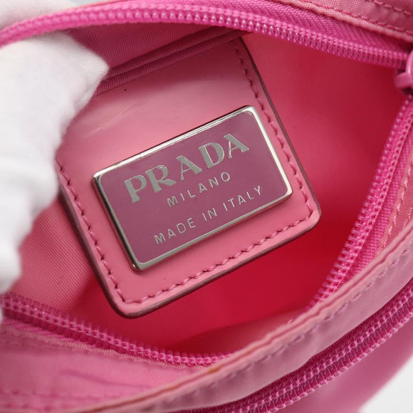 PRADA Umhängetasche Nylon Rosa Silber Auth 161410