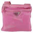 PRADA Umhängetasche Nylon Rosa Silber Auth 161410-13