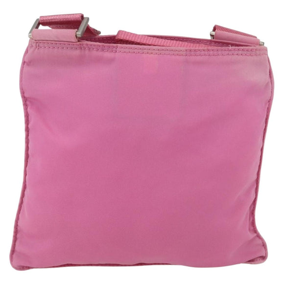 PRADA Umhängetasche Nylon Rosa Silber Auth 161410