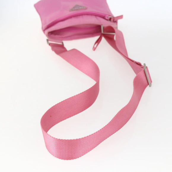 PRADA Umhängetasche Nylon Rosa Silber Auth 161410