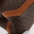 CELINE Macadam Canvas Hand Bag PVC Leather Brown Gold Auth 161411-10