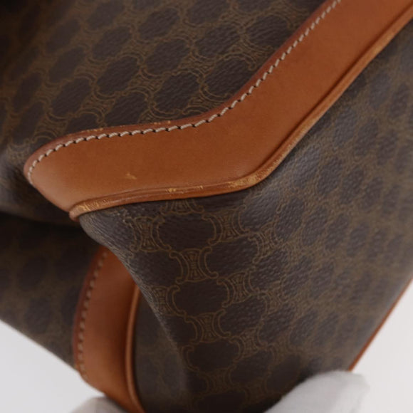 CELINE Macadam Canvas Hand Bag PVC Leather Brown Gold Auth 161411