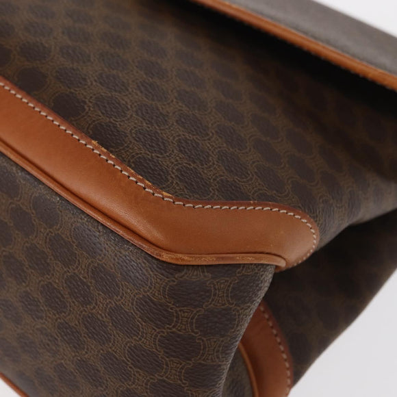 CELINE Macadam Canvas Hand Bag PVC Leather Brown Gold Auth 161411
