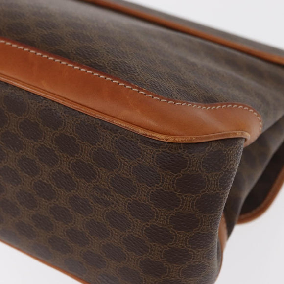 CELINE Macadam Canvas Hand Bag PVC Leather Brown Gold Auth 161411