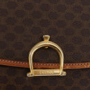 CELINE Macadam Canvas Hand Bag PVC Leather Brown Gold Auth 161411-14