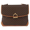CELINE Macadam Canvas Hand Bag PVC Leather Brown Gold Auth 161411-2