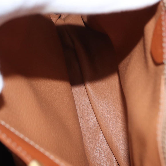 CELINE Macadam Canvas Hand Bag PVC Leather Brown Gold Auth 161411