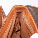 CELINE Macadam Canvas Hand Bag PVC Leather Brown Gold Auth 161411-21