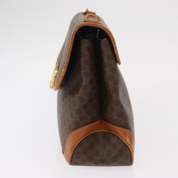 CELINE Macadam Canvas Hand Bag PVC Leather Brown Gold Auth 161411