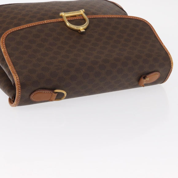 CELINE Macadam Canvas Hand Bag PVC Leather Brown Gold Auth 161411