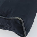 CELINE Circle Hand Bag Nylon Navy Gold Auth 161415-16