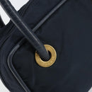 CELINE Circle Hand Bag Nylon Navy Gold Auth 161415-10