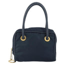 CELINE Circle Hand Bag Nylon Navy Gold Auth 161415-13