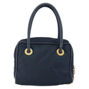 CELINE Circle Hand Bag Nylon Navy Gold Auth 161415-2