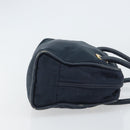 CELINE Circle Hand Bag Nylon Navy Gold Auth 161415-3