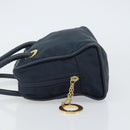 CELINE Circle Hand Bag Nylon Navy Gold Auth 161415-4