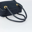 CELINE Circle Hand Bag Nylon Navy Gold Auth 161415-7