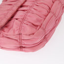 PRADA Gathered Chain Shoulder Bag Nylon Pink Silver Auth 161419-14