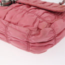 PRADA Gathered Chain Shoulder Bag Nylon Pink Silver Auth 161419-15