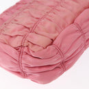 PRADA Gathered Chain Shoulder Bag Nylon Pink Silver Auth 161419-10