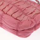 PRADA Gathered Chain Shoulder Bag Nylon Pink Silver Auth 161419-16