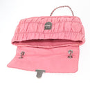 PRADA Gathered Chain Shoulder Bag Nylon Pink Silver Auth 161419-18
