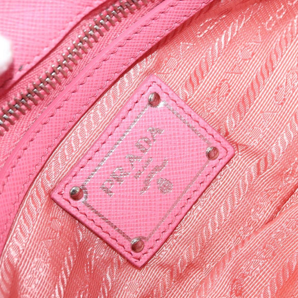 PRADA Gathered Chain Shoulder Bag Nylon Pink Silver Auth 161419