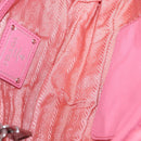 PRADA Gathered Chain Shoulder Bag Nylon Pink Silver Auth 161419-11