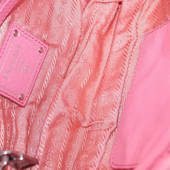 PRADA Gathered Chain Shoulder Bag Nylon Pink Silver Auth 161419