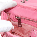 PRADA Gathered Chain Shoulder Bag Nylon Pink Silver Auth 161419-22