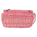 PRADA Gathered Chain Shoulder Bag Nylon Pink Silver Auth 161419-2