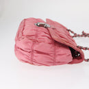 PRADA Gathered Chain Shoulder Bag Nylon Pink Silver Auth 161419-4