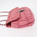 PRADA Gathered Chain Shoulder Bag Nylon Pink Silver Auth 161419-5