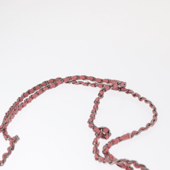 PRADA Gathered Chain Shoulder Bag Nylon Pink Silver Auth 161419