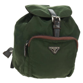 PRADA Backpack Nylon Green Silver Auth 161420
