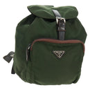 PRADA Backpack Nylon Green Silver Auth 161420-1