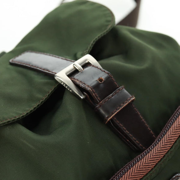 PRADA Backpack Nylon Green Silver Auth 161420