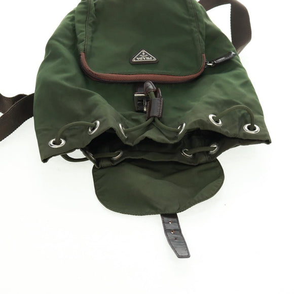 PRADA Backpack Nylon Green Silver Auth 161420