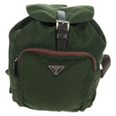 PRADA Backpack Nylon Green Silver Auth 161420-13