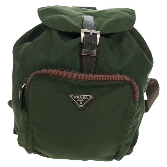PRADA Backpack Nylon Green Silver Auth 161420